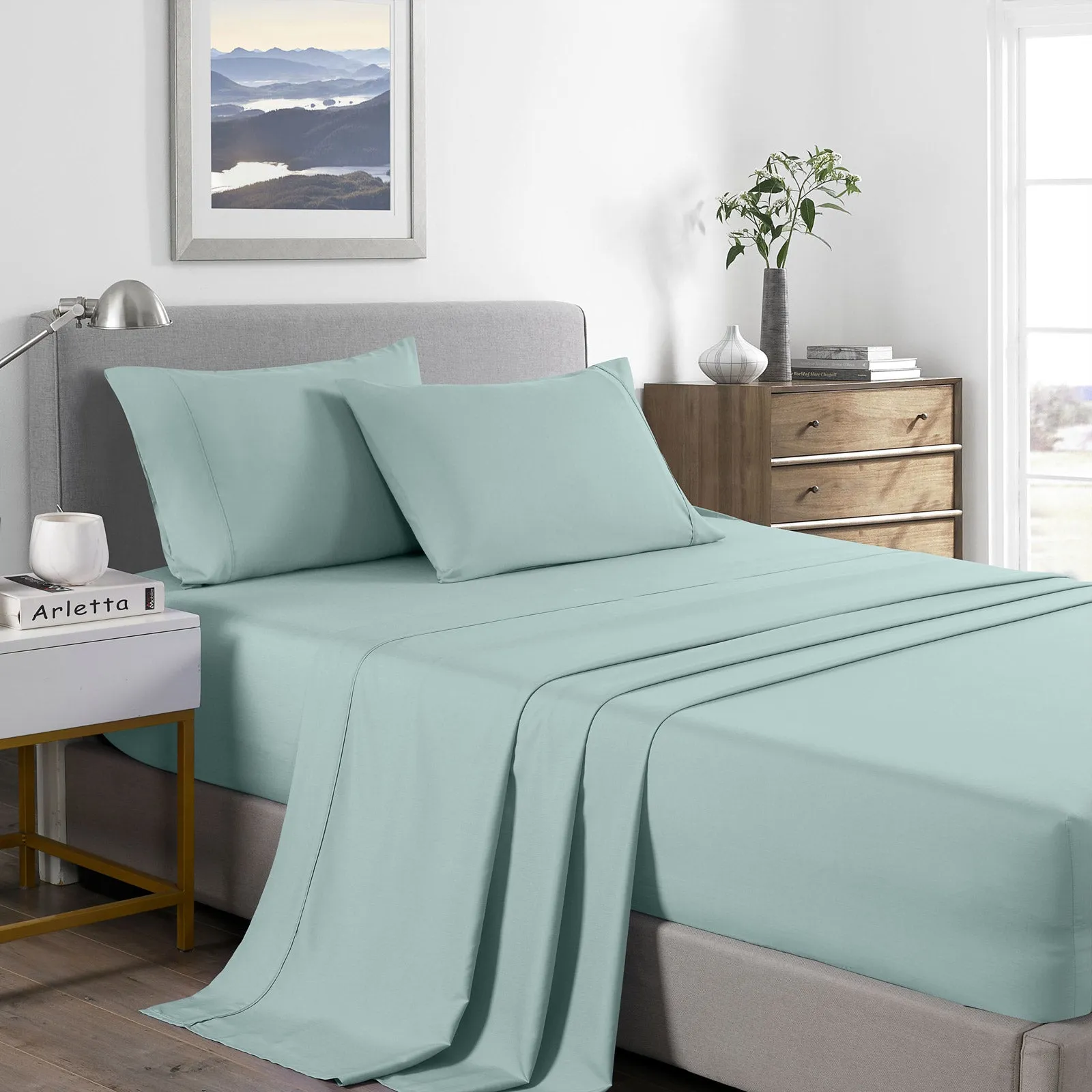 2000 Thread Count Bamboo Cooling Sheet Set | Ultra Soft Bedding | Single | Frost