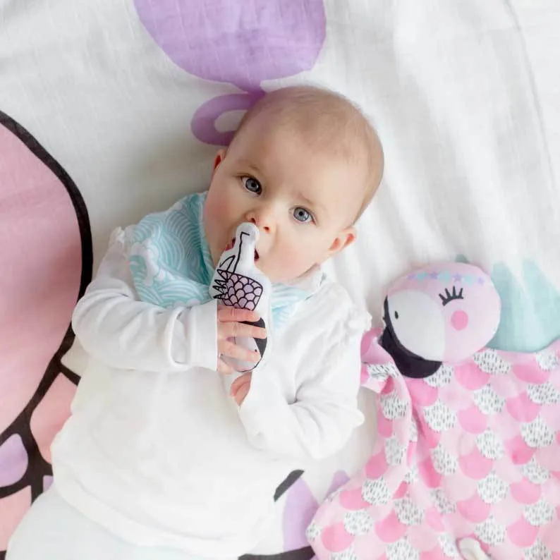 Coco Flamingo Organic Cotton Teething Rattle