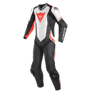 Dainese Laguna Seca 4 One Piece Suit Perforated Leather Black White Fluro Red