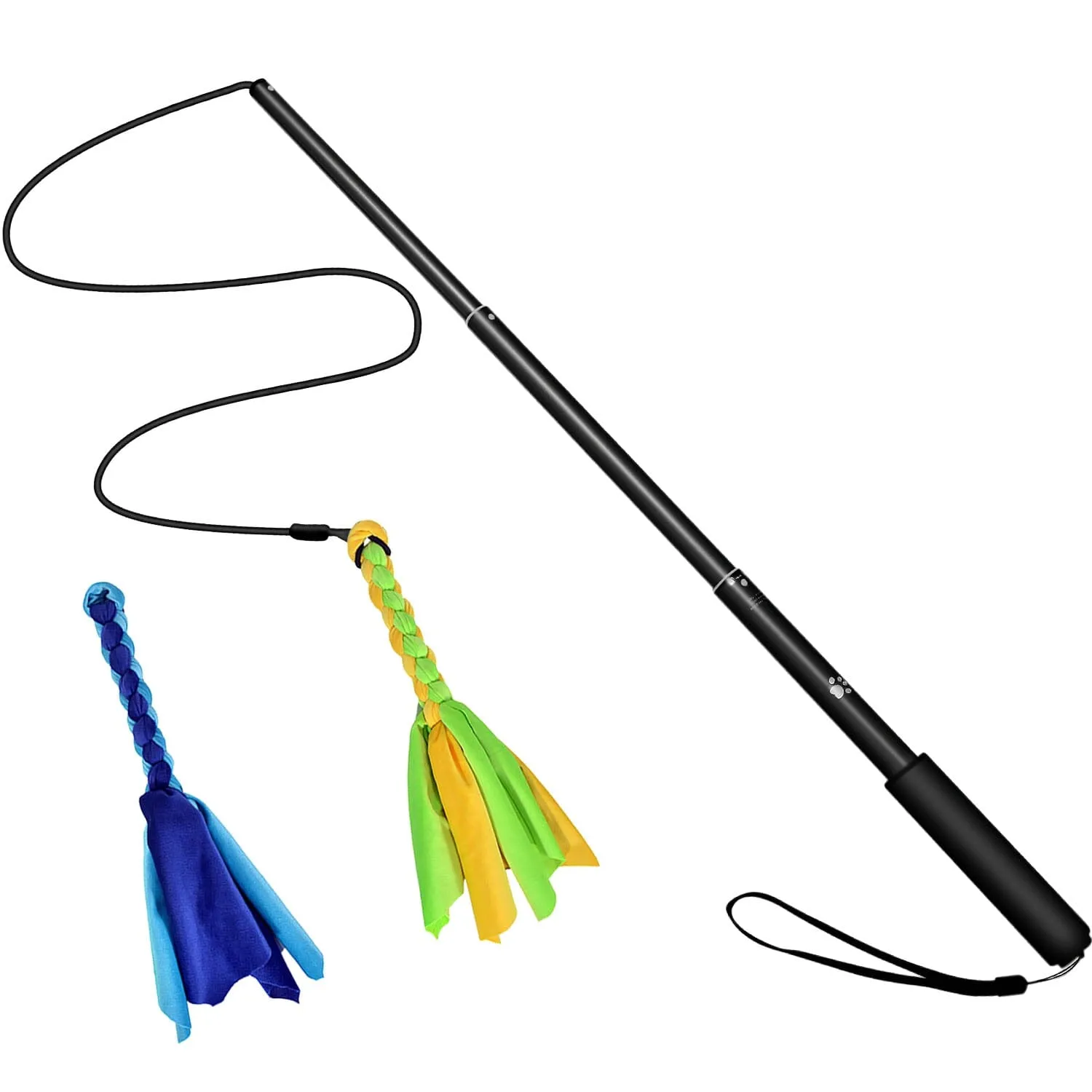 Extendable Dog Flirt Pole with 2 Replaceable Interactive Tail Toys