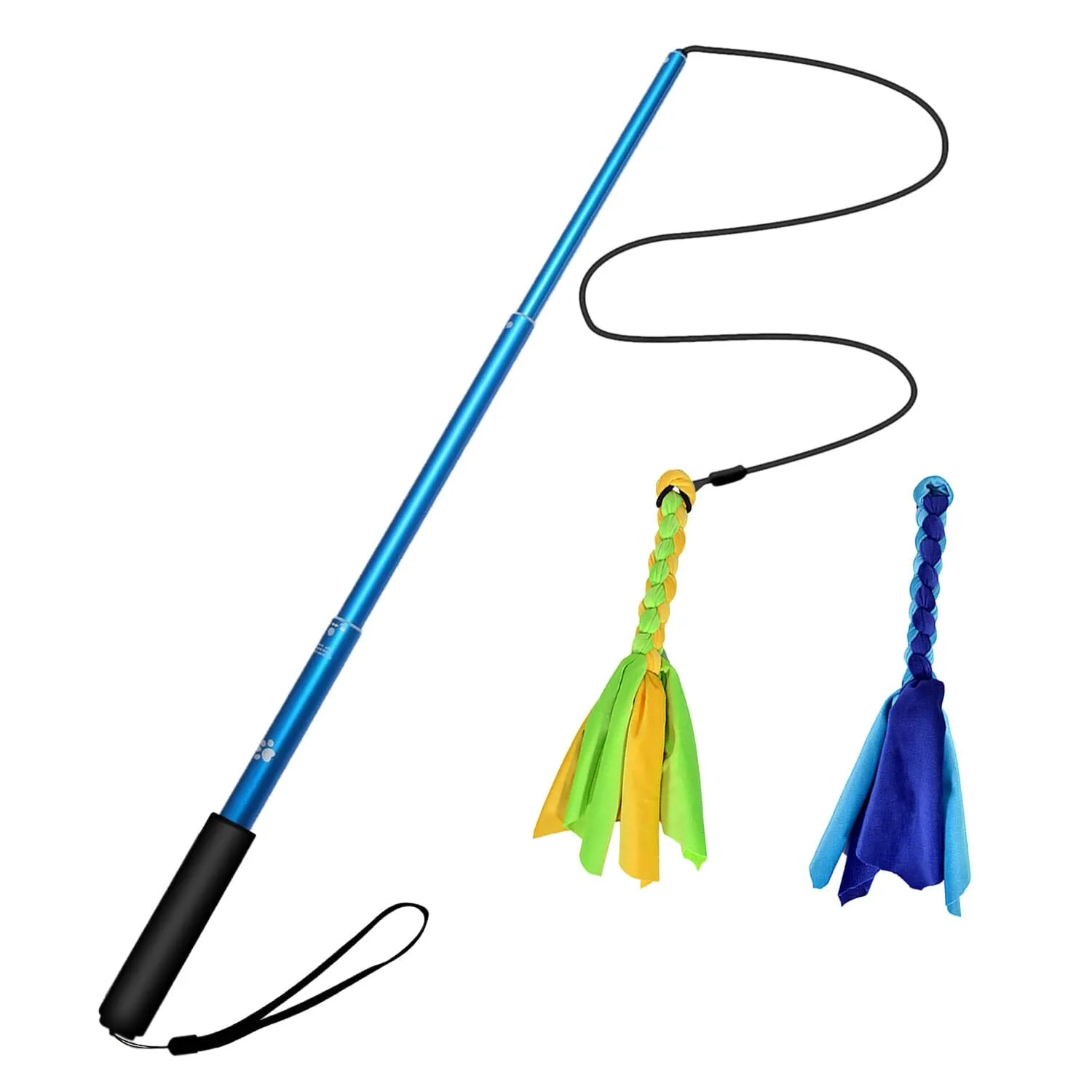 Extendable Dog Flirt Pole with 2 Replaceable Interactive Tail Toys