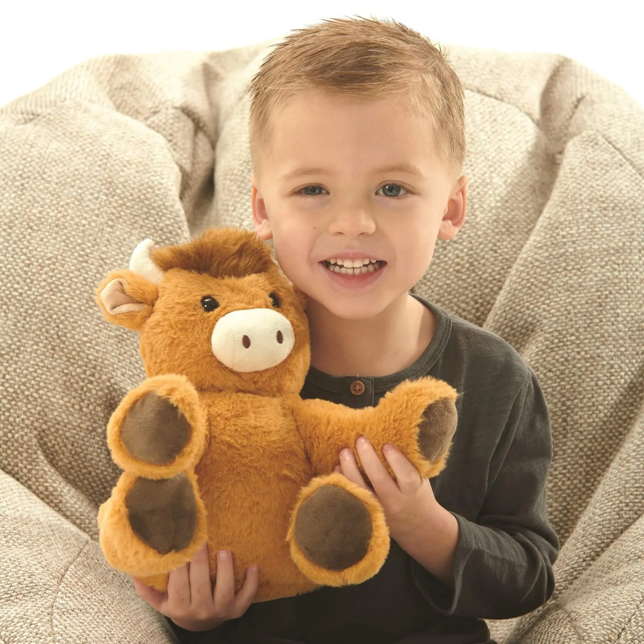Highland Cow Snuggable Hottie Heatable Animal Toy with Microwavable Pouch