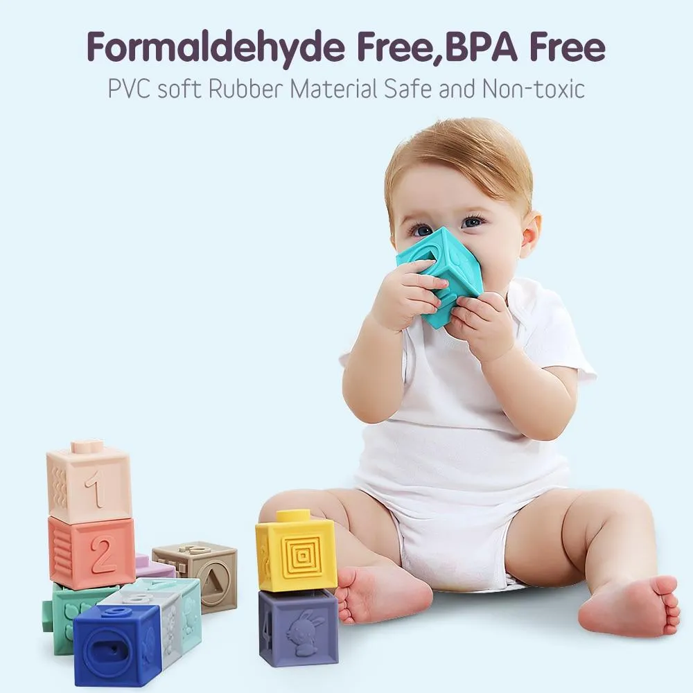 Soft and Durable, Easy to Squeeze and Stack Baby Building Blocks