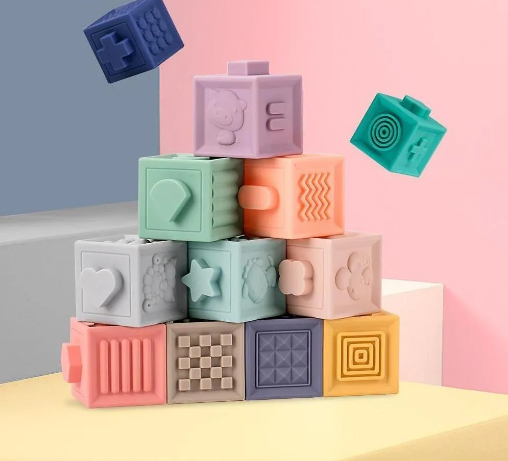 Soft and Durable, Easy to Squeeze and Stack Baby Building Blocks